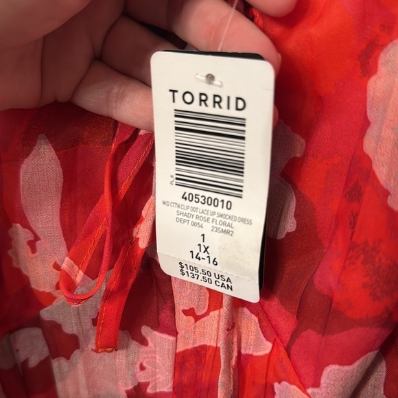 NWT Torrid Clip Dot Lace up Smocked 1X Dress - Picture 10 of 10